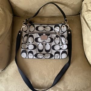 Coach satchel crossbody. Black with silver details. Thin/envelope style
